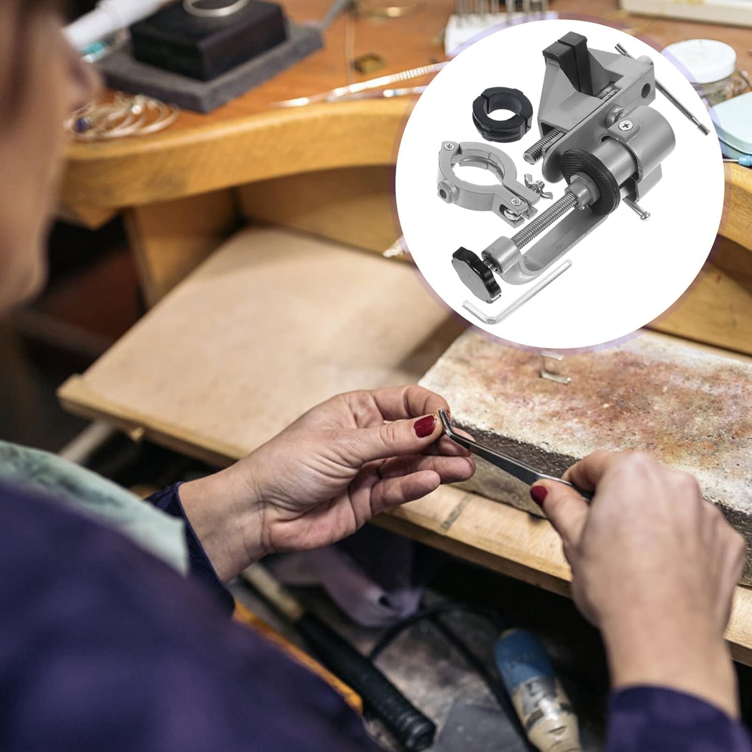 iplusmile 1set Rotating Woodworking Vise Clamp Multipurpose Table Vise Tool for Clamps and Workbench Use