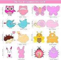 Vista 3 de Tarjetas del día de San Valentín para niños, 32 paquetes con marcadores de animales + tatuajes temporales + sobres, tarjetas de felicitación del día