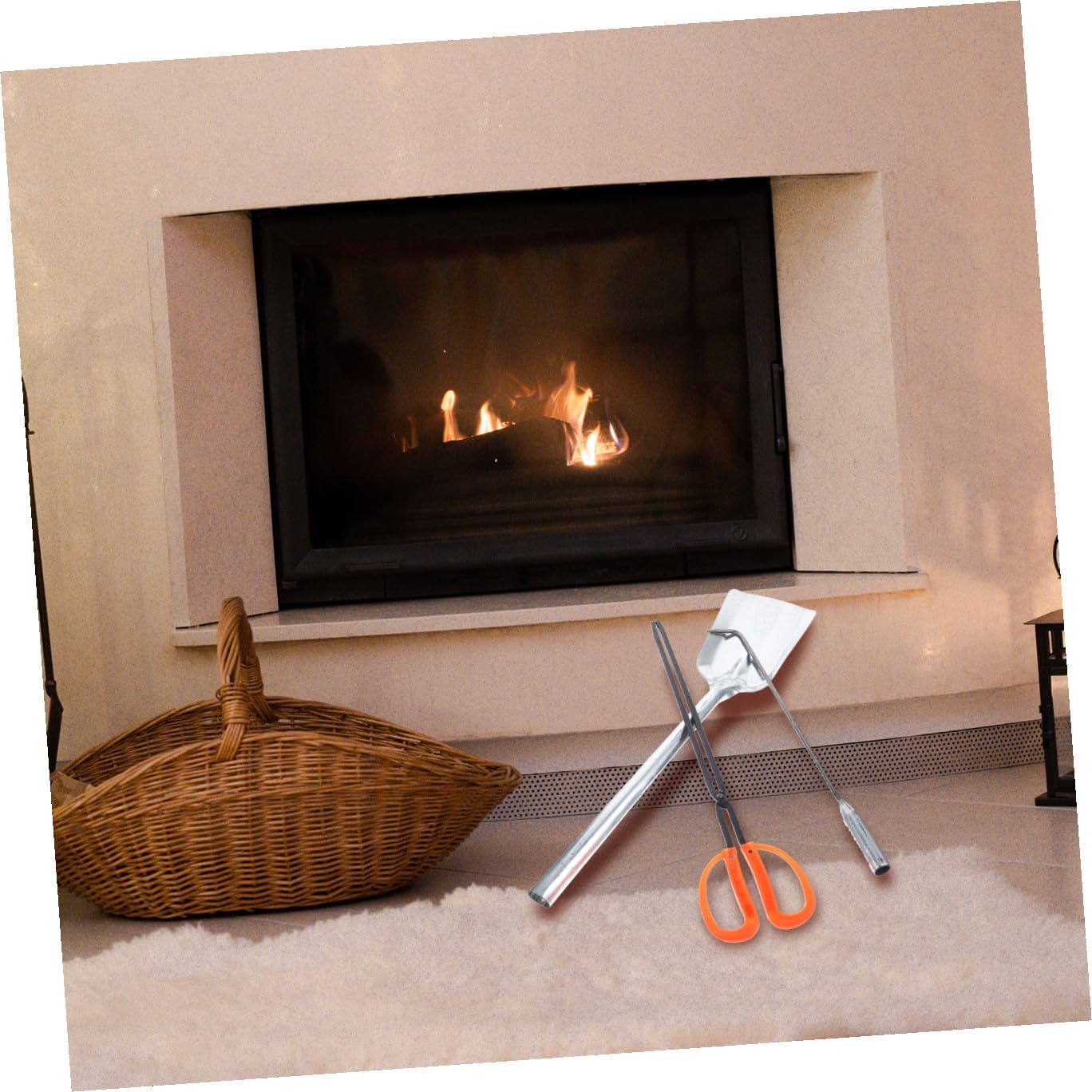 Fireplace Tool with Shovel Fire Hook and Fire Poker Lightweight Portable Hearth Supplies for Indoor Outdoor Fireplaces and BBQ Easy to Clean and Reusable