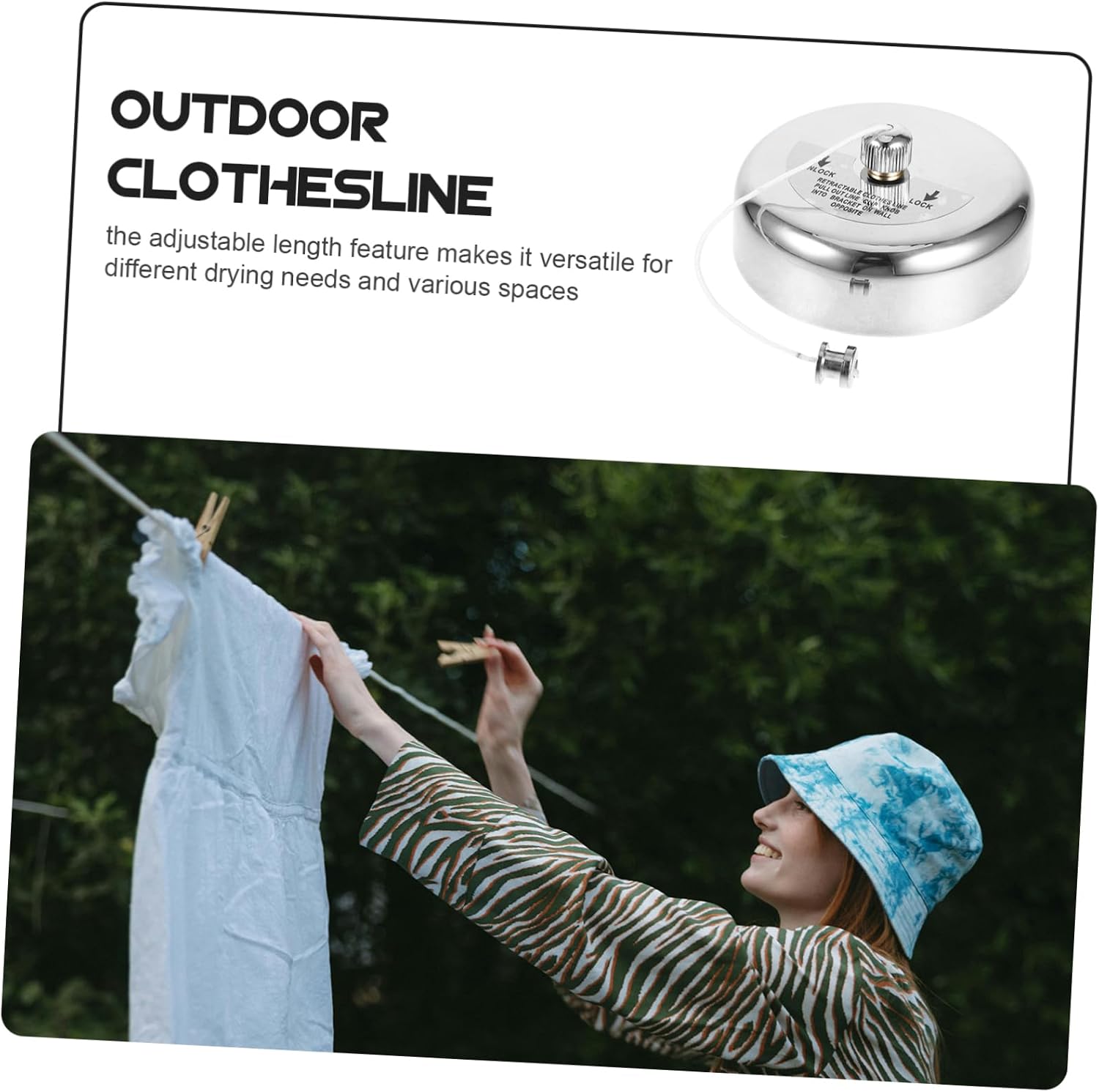 NUOBESTY Retractable Outdoor Clothesline Stainless Steel Wall Mounted Easy to Use Heavy Duty Dryer Rope