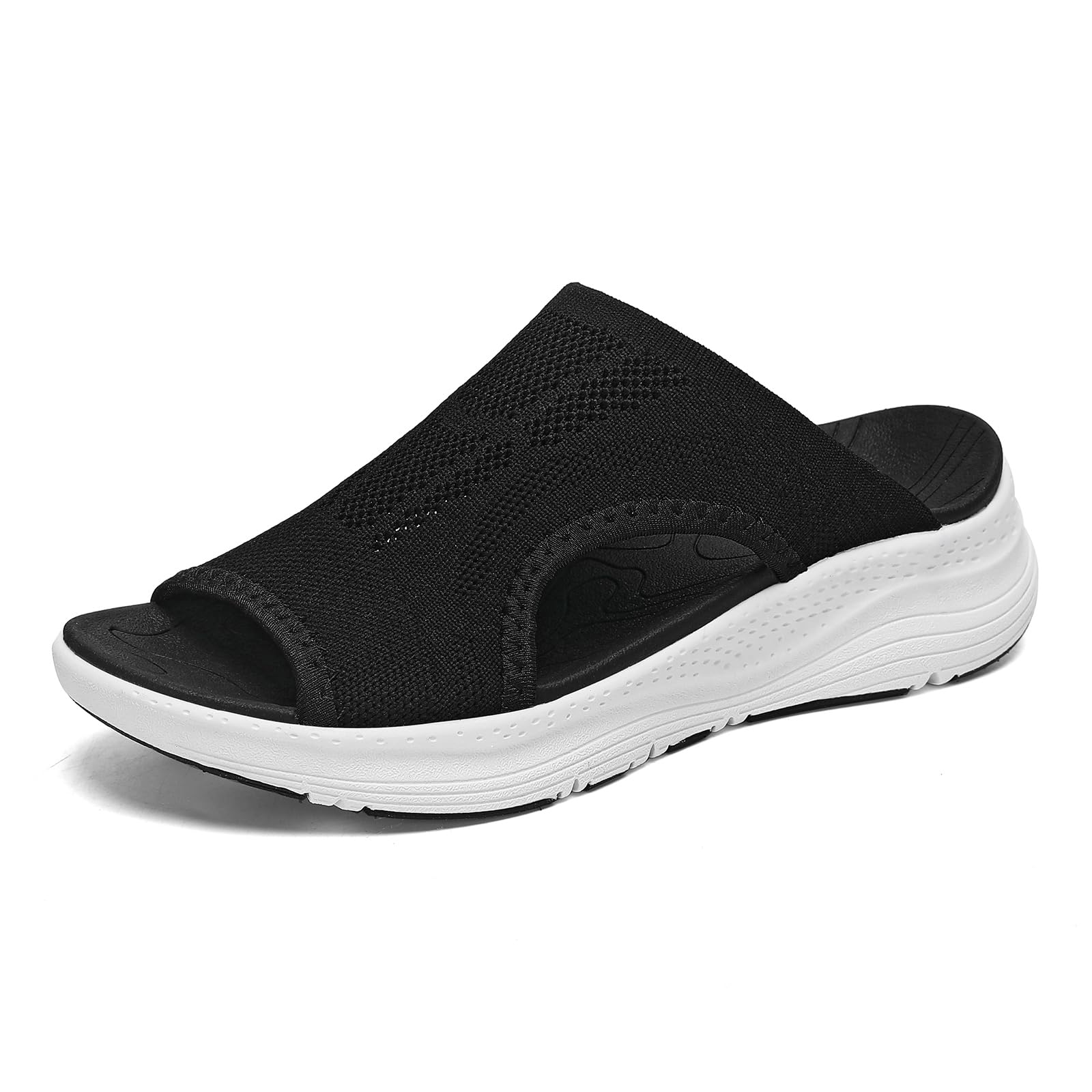 YESWIN Womens Orthopedic Platform Slides Sandals with Arch Support Ladies Comfortable Walking Open Toe Plantar Fasciitis Slip On for Summer