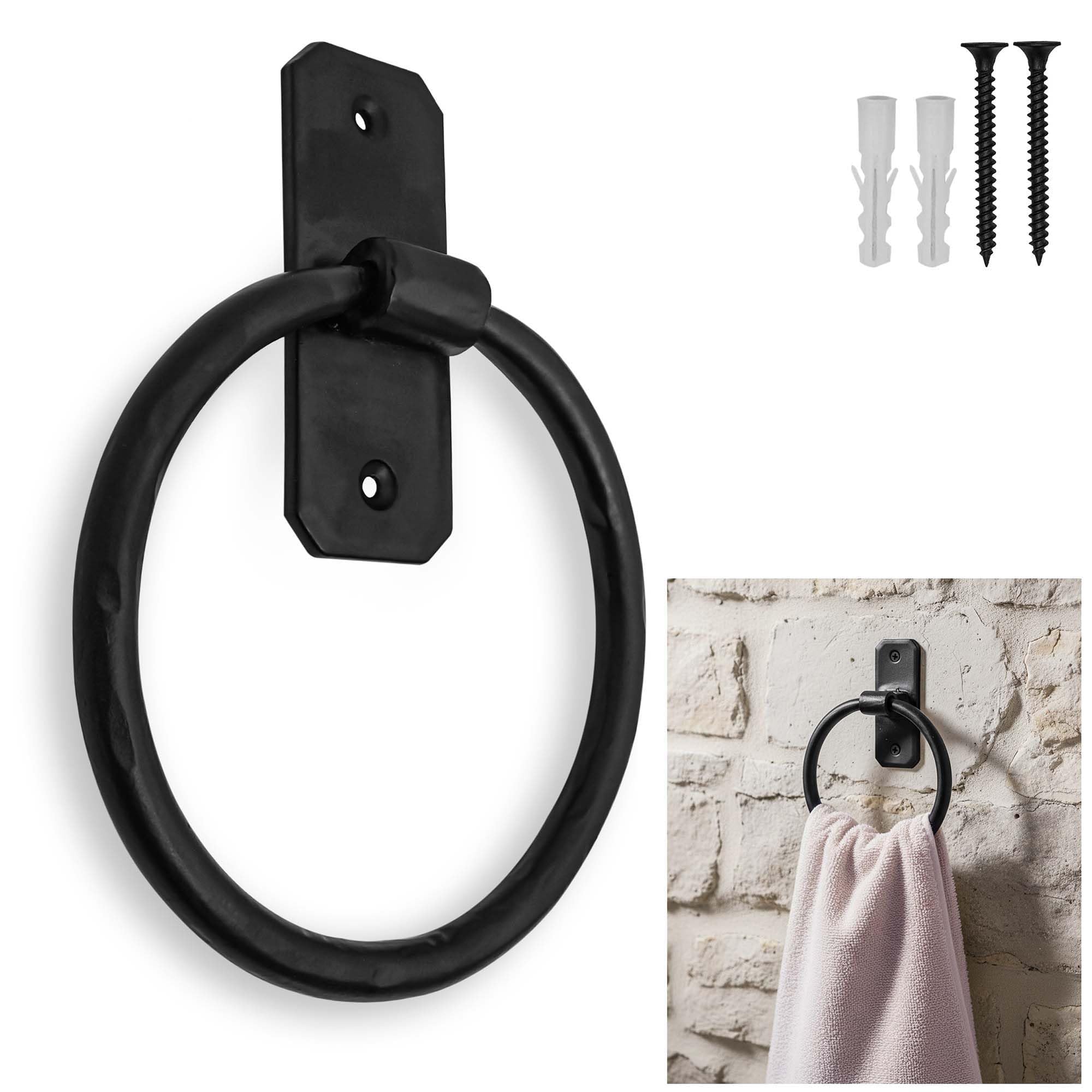 Mystic Colonial, barra portasciugamani in ghisa, rustica, da parete, in metallo, per bagno, cucina o ingresso, nero resistente (15,9 cm, montaggio a parete in stile vittoriano rustico)