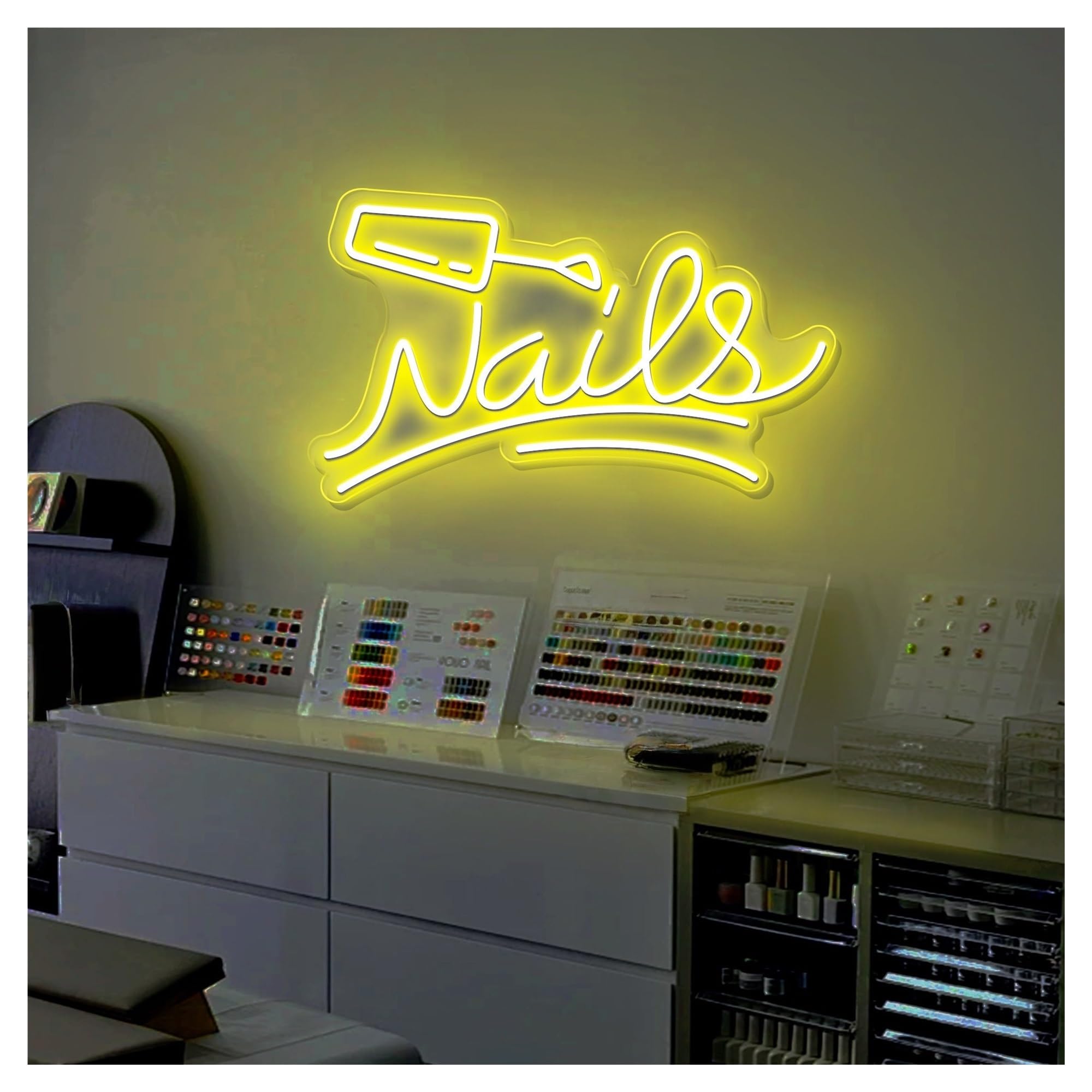 RONGCH Hanging Art Signs Nail Salon Neon Sign,Suitable for Beauty Room Wall Decor with Dimmable 40cm(C)