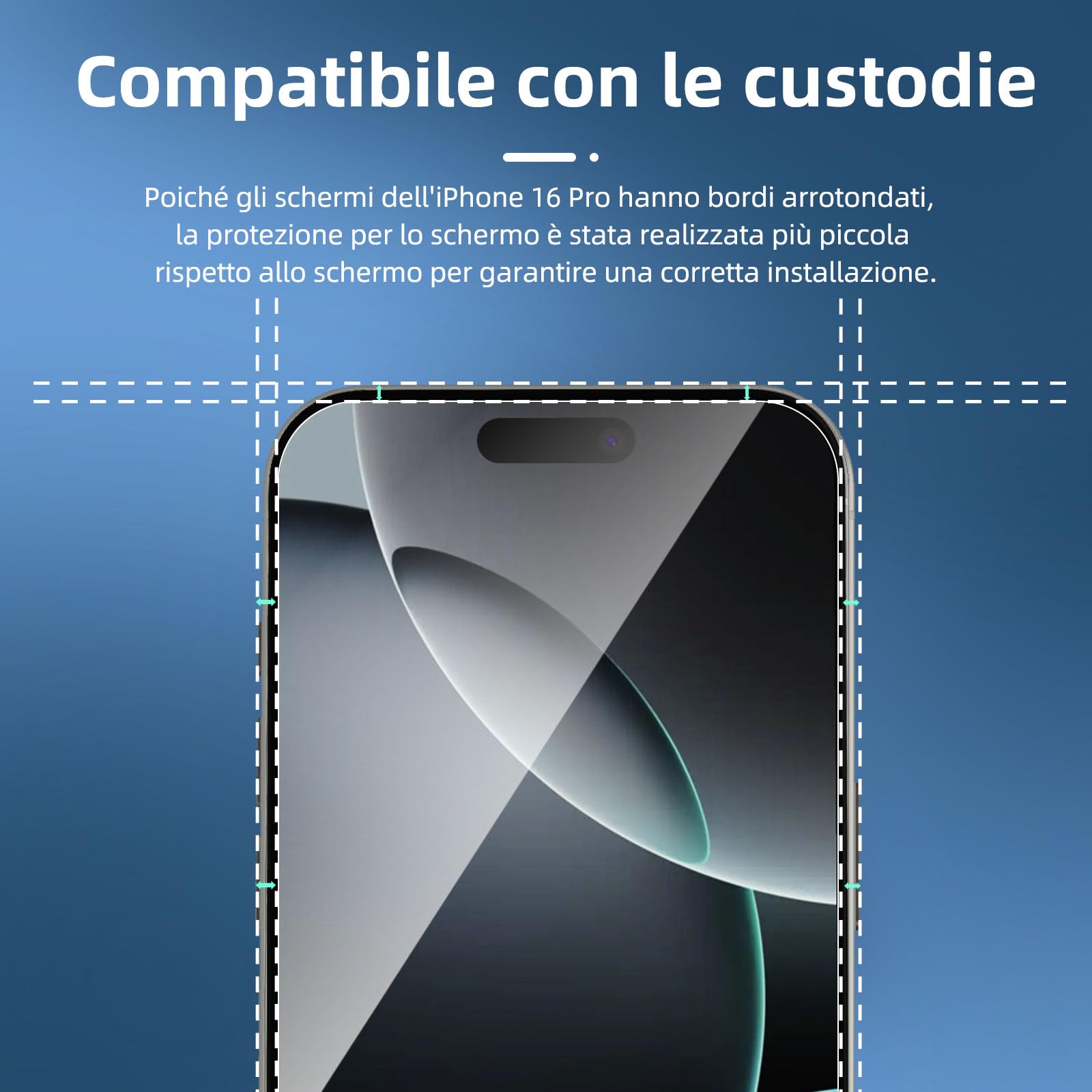 NEW'C 3 Pezzi, Vetro Temperato per iPhone 16 Pro (6,3"), Pellicola Prottetiva, Senza Bolle, Durezza 9H, 0,34mm Ultra Trasparente, Ultra Resistente