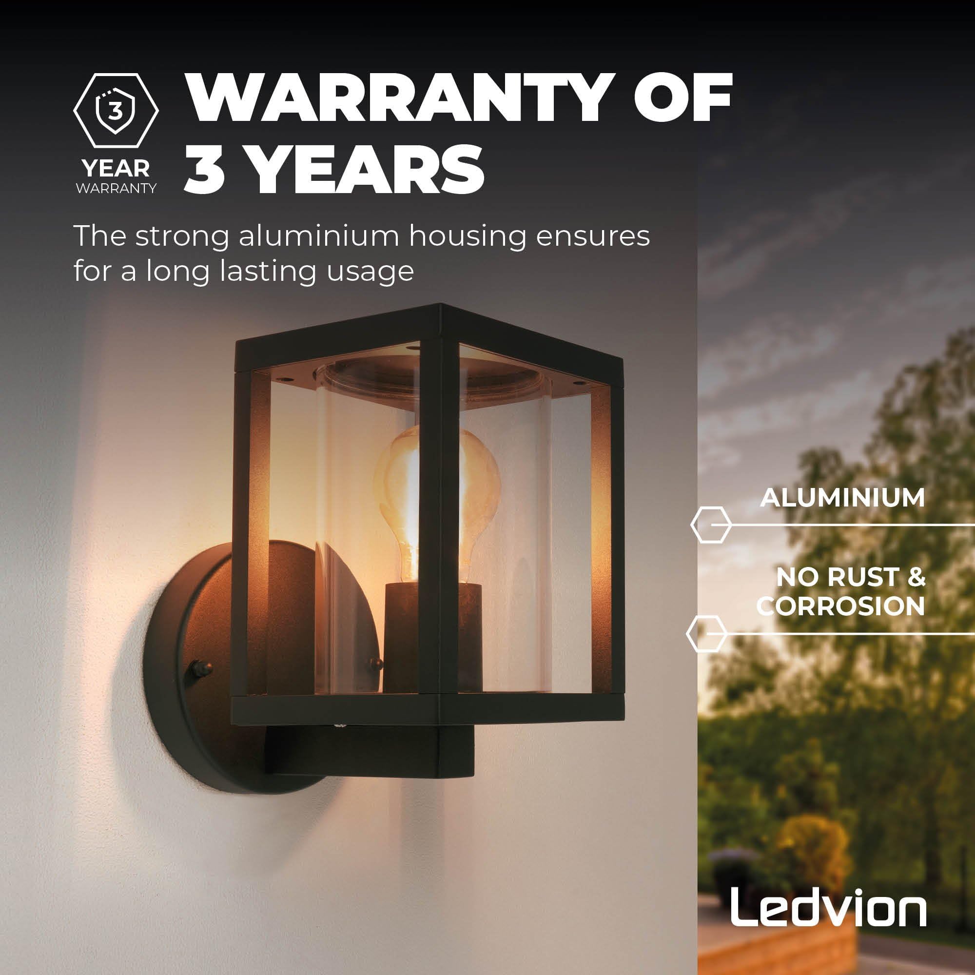 Ledvion - Lampada da parete industriale a LED Dimbaar, 7,5W, 2100K, IP44, Nero, Spot E27