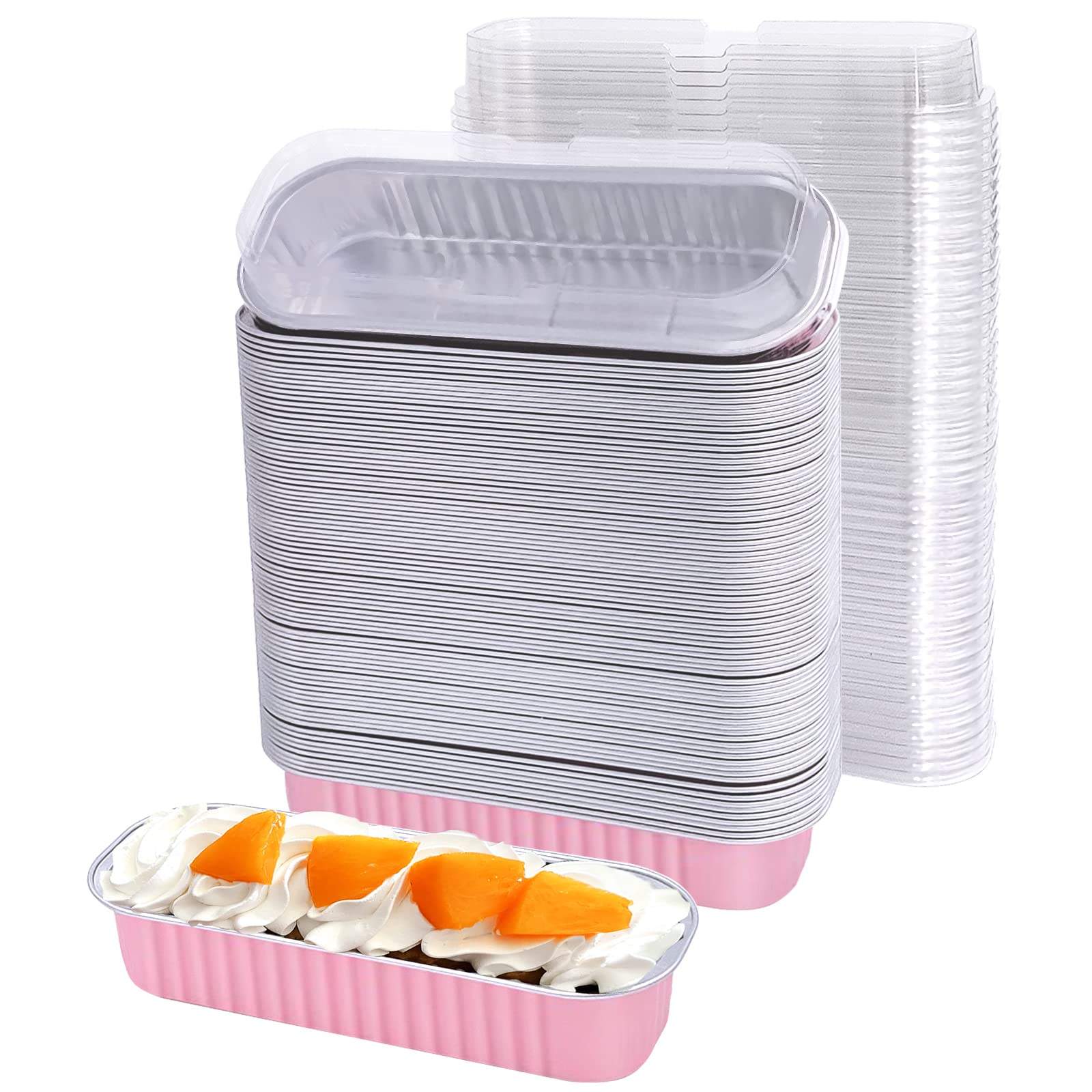Goalfly 60 Pack Mini Cake Pans with Lids, 6.8oz Aluminum Foil Mini Loaf