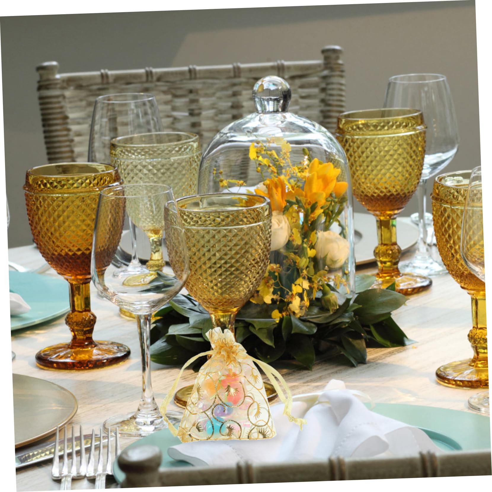 Didiseaon 3 Set Di Sacchetti in Organza Con Coulisse Per Gioielli Da Sposa Design A Ciglia 7x9 Cm Set Da 100 Pezzi*3