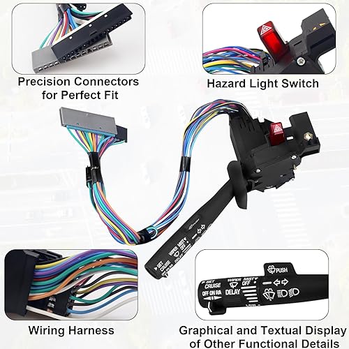 Miniatura 2 de Interruptor de señal de giro combinado multifunción Interruptor de control de crucero de riesgo de limpiaparabrisas para 1995-2002 Che-vy Tah-oe,