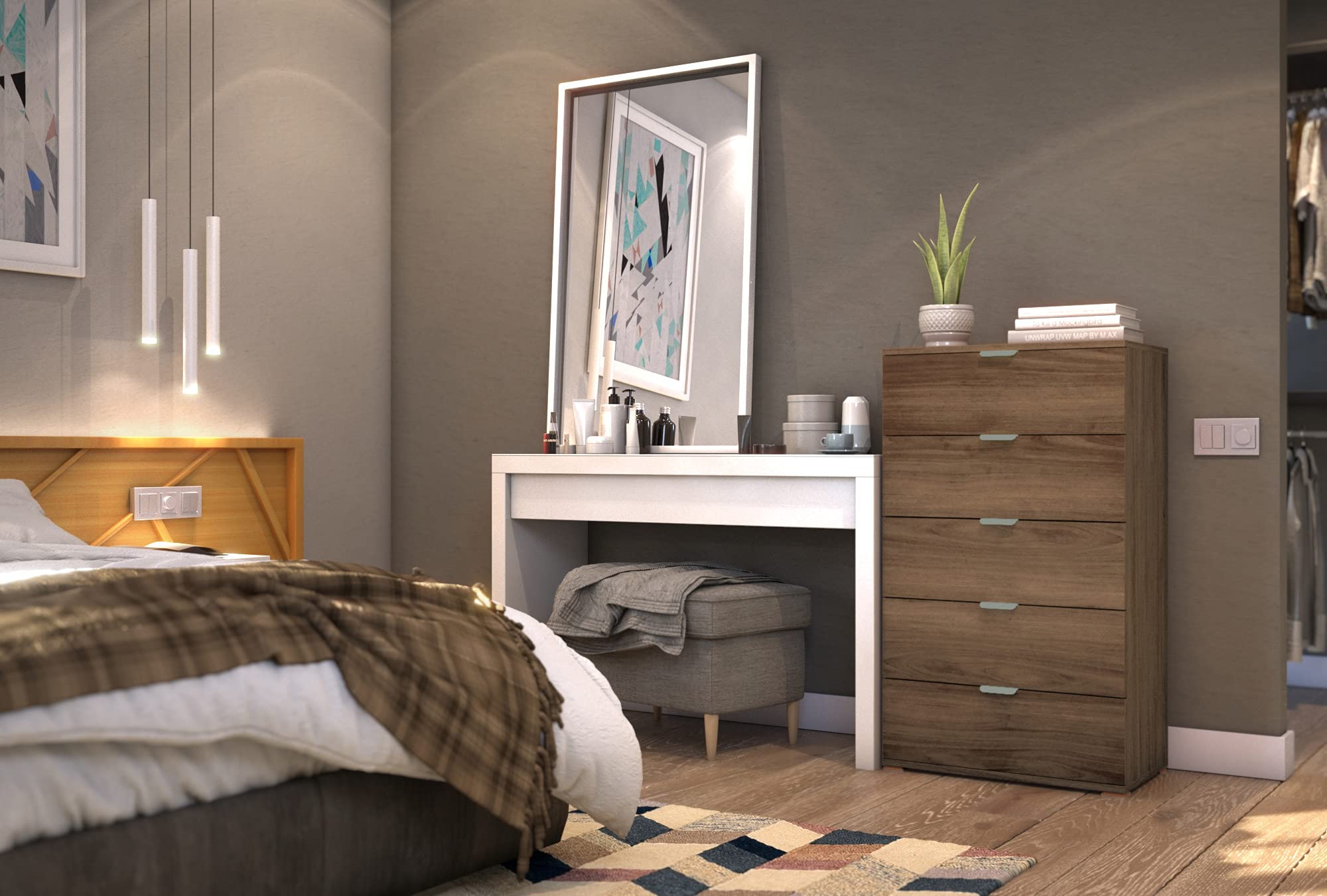 MeMi Me305NOC Cassettiera, Legno, Noce, 38x60x105 cm