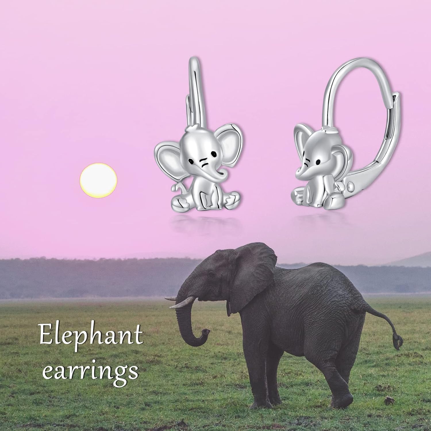 Sterling Silver Animal Leverback Earrings - Elephant Pig Otter Design - Gifts for Women, Girls & Special Occasions