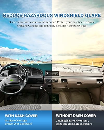 Miniatura 6 de FIILINES Cubierta de salpicadero para Ford F150 F250 F350 1992 1993 1994 1995 1996 Cubierta de tablero para Ford Accesorios de malla protector de