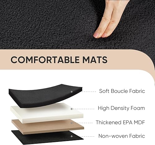 Miniatura 109 de PINPLUS Otomanas otomanas de almacenamiento con forma cuadrada con reposapiés de almacenamiento para sala de estar, asiento otomano Boucle para