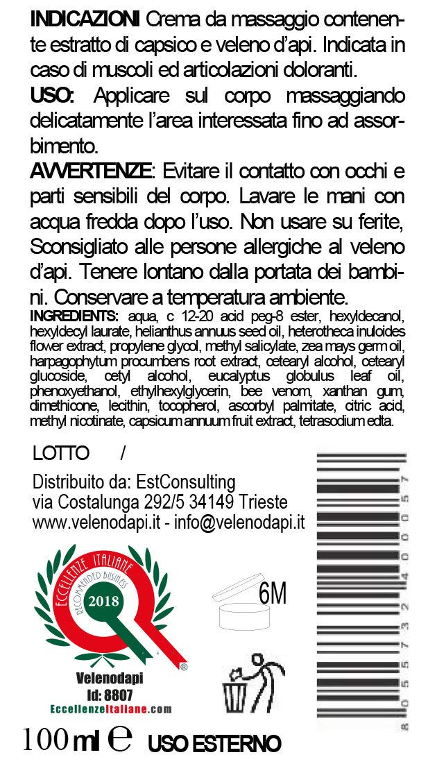 ApiRemin Crema calmante con veneno de abeja, árnica y Capsicum en paquete de masaje de 500 ml