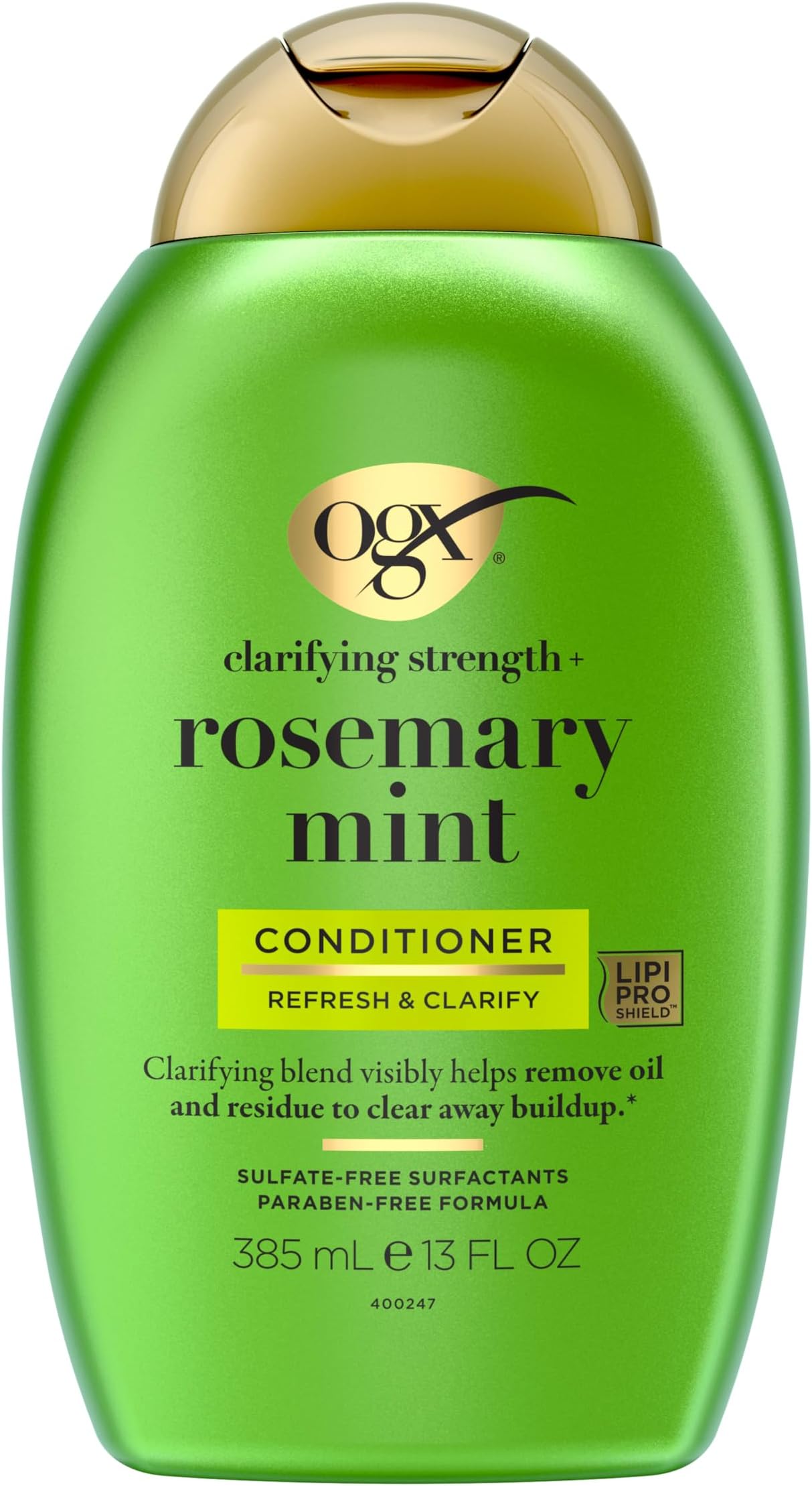 OGX Clarifying Strength + Rosemary Mint Conditioner, Clarifying Conditioner for Oily Hair Visibly Helps Remove Oil & Residue to Clear Away Buildup, Sulfate-Free Surfactants, 13 fl. oz