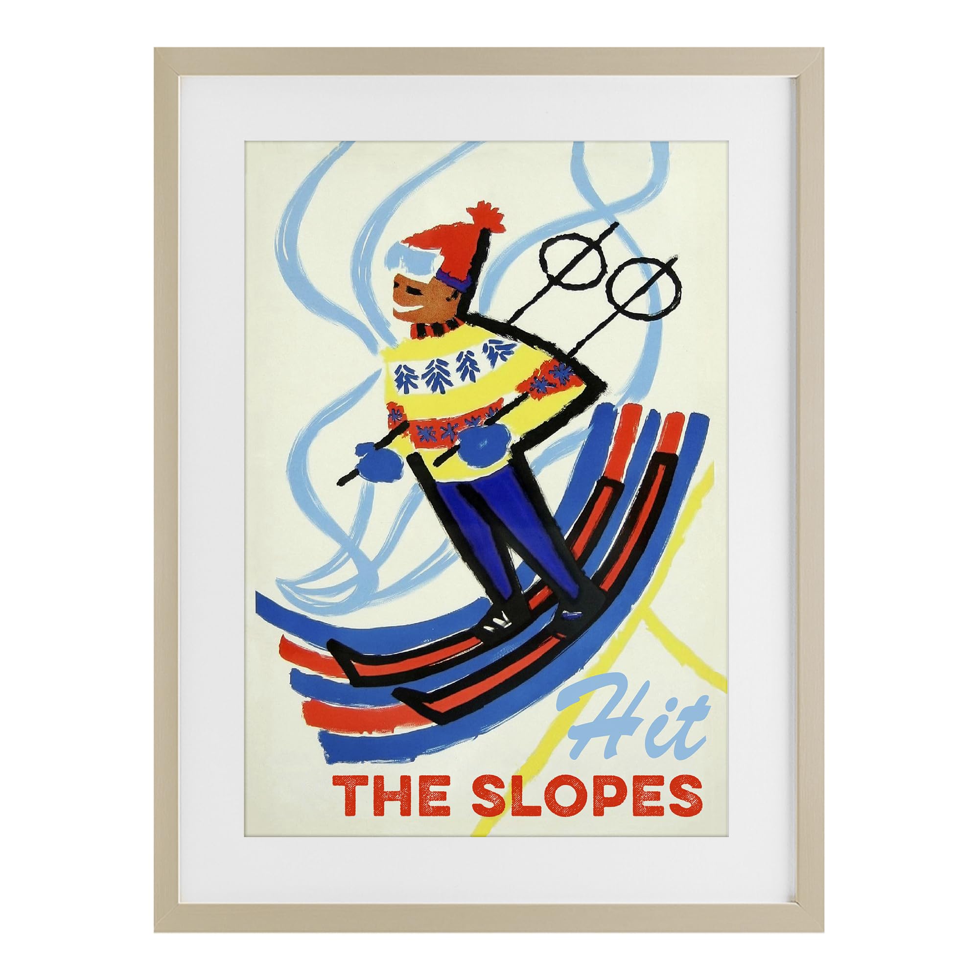 Affiche Vintage Hit The Slopes Stupell sous verre cadre marron chic