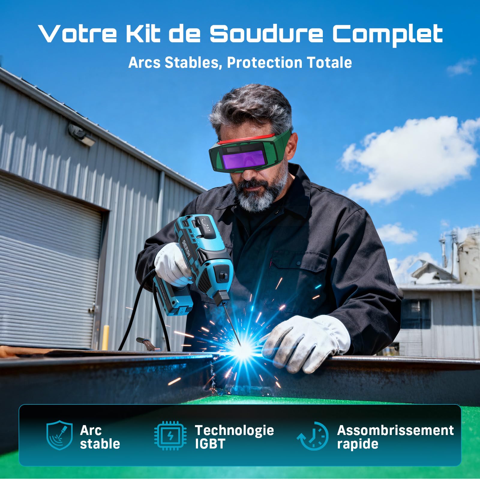 Poste a Souder Électrique, Portable 220 V Soudeuse Manuelle à l'Arc Variable à 6 Niveaux, Convient Aux Électrodes De 2,5-3,2 mm, sur L’Acier Inoxydable, L’Aluminium et Les Alliages D’Aluminium