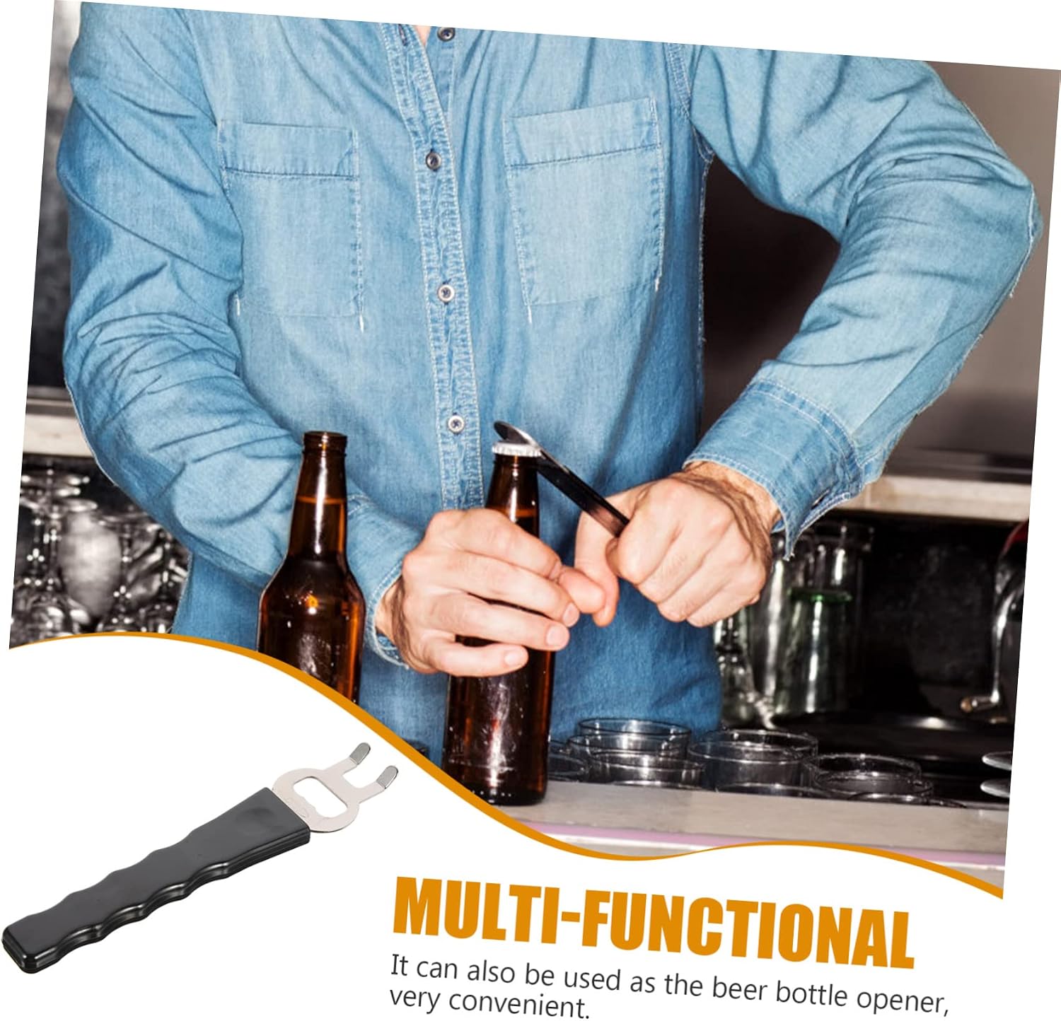 Unomor Stainless Steel Grill Gripper with Plastic Handle and Bottle Opener