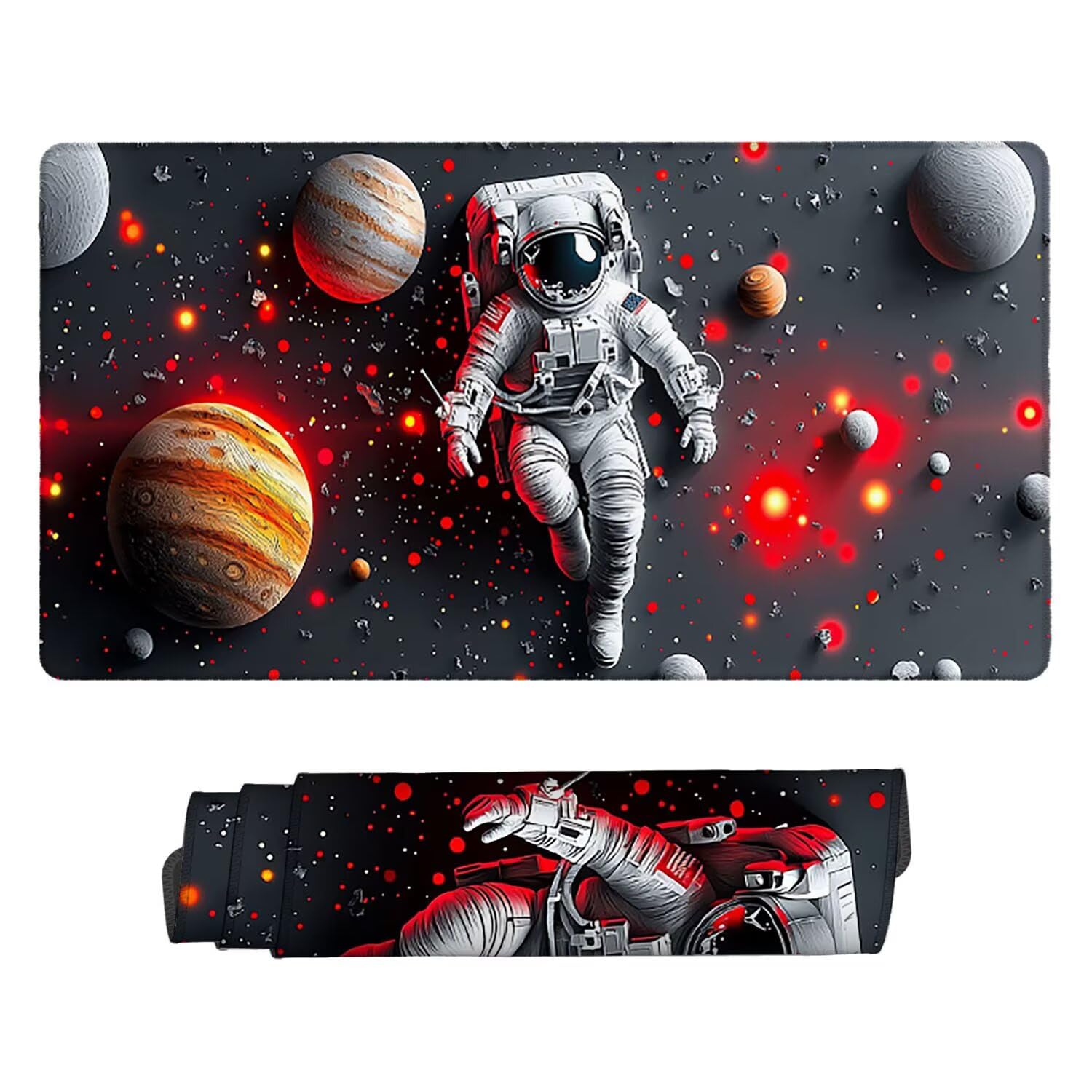 Podkładka pod mysz do gier, 1600 x 800 mm, XXL, duża gamingowa podkładka pod mysz, wodoodporna podkładka pod mysz, długa podkładka na biurko z przeszytymi krawędziami, mata na biurko z gumową podstawą