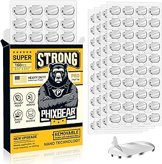 PHIXBEAR Medium-Pro Mounting Putty No Residue with Pull Tab, Double Sided Tape Glue Adhesive Dots Clear Museum Sticky Tack, Picture Hanging Strips Fixed Decor Art Craft, 0.31 x 0.51 in (160 Pcs)