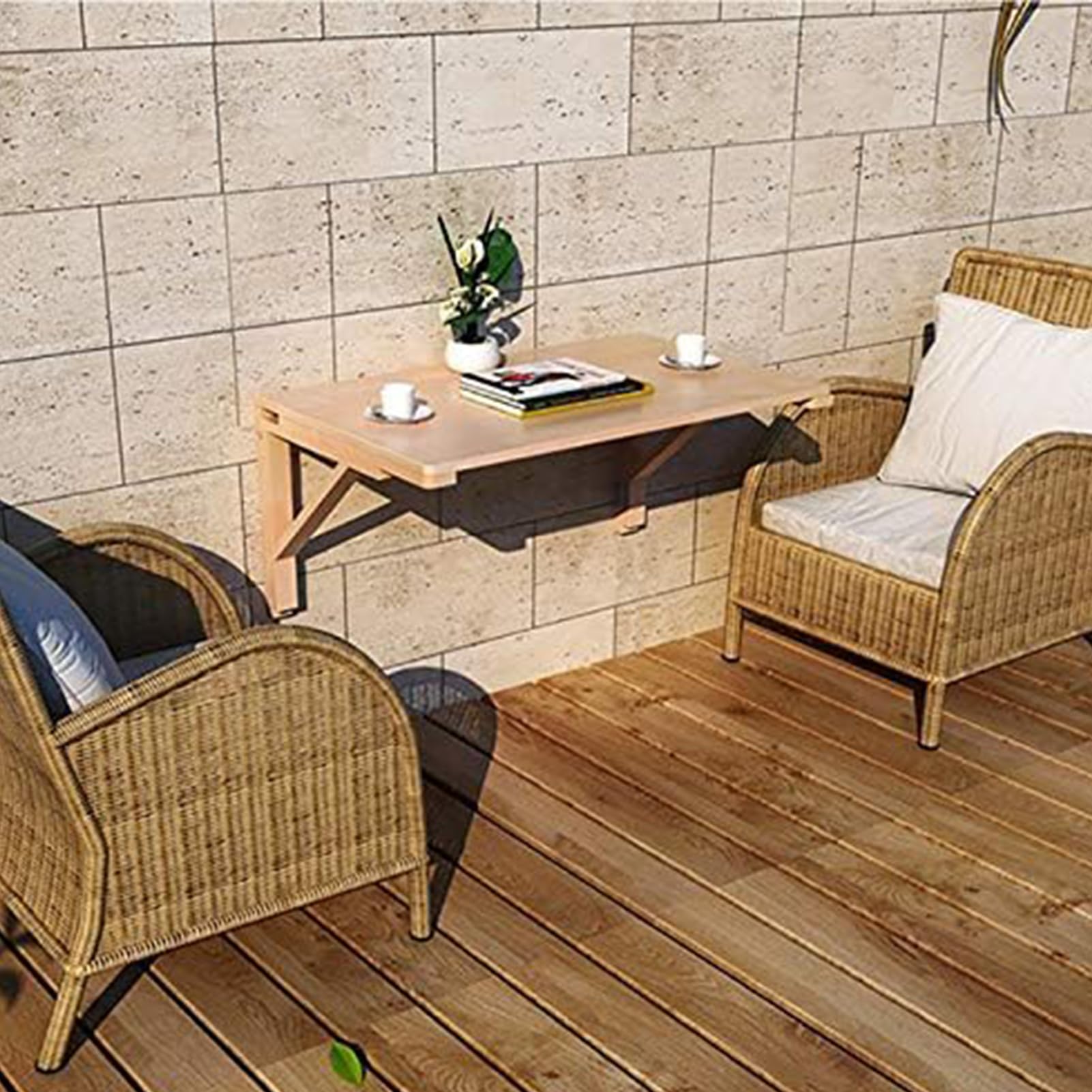 Wandklapptisch Wandmontierter Klapptisch Wandtisch Klappschreibtisch Computertisch,Beige,100X60cm