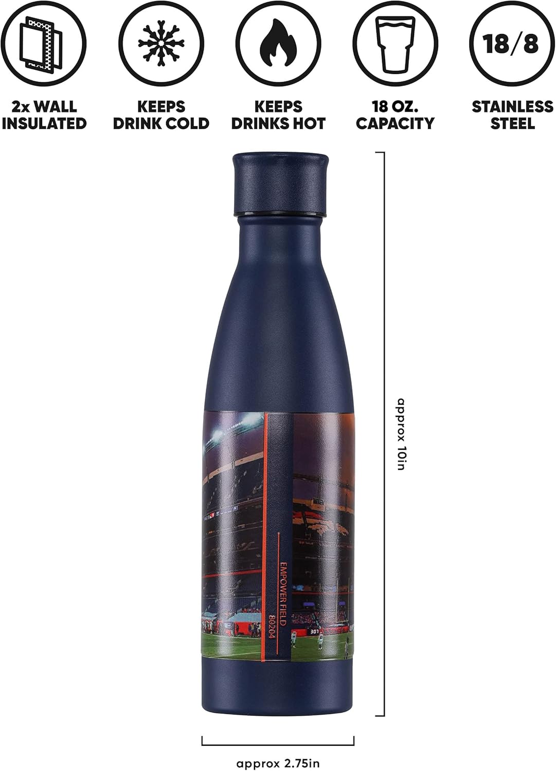 foco NFL unisex-adult NFL Team Logo Primetime 18oz Metal Stainless Steel Water Bottle - Image 5