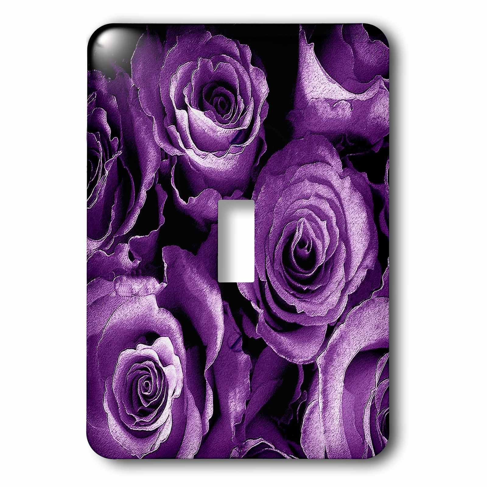 Interrupteur à bascule violet motif bouquet de roses imprimé floral 3dRose lsp_29867_1