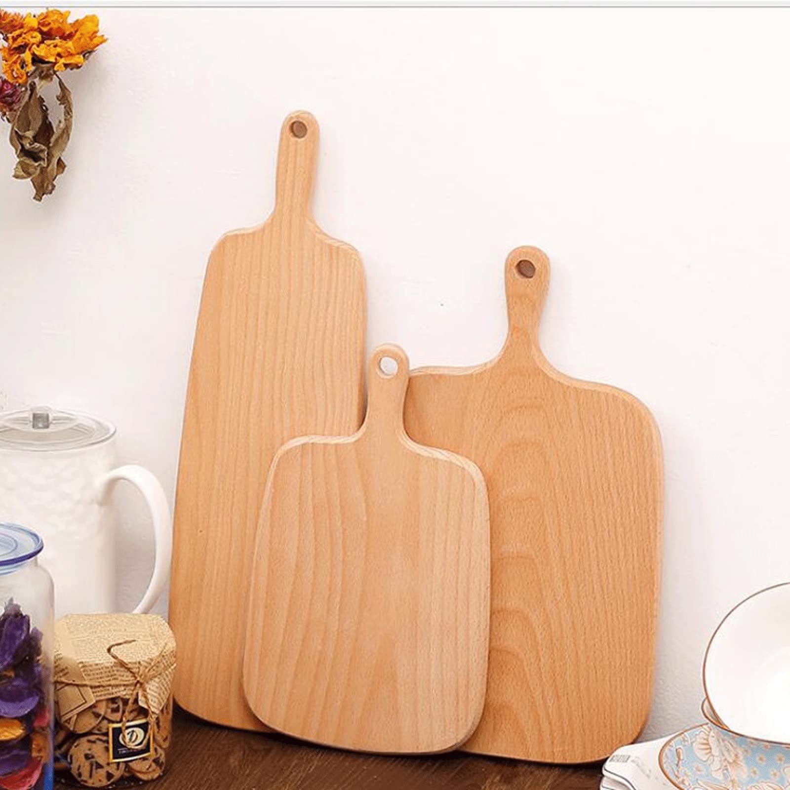 Tabla de cortar con bloques de madera de nogal negro, placa de madera para alimentos, pizza, sushi, pan, bandeja de madera entera, sin pintura (marrón, L)