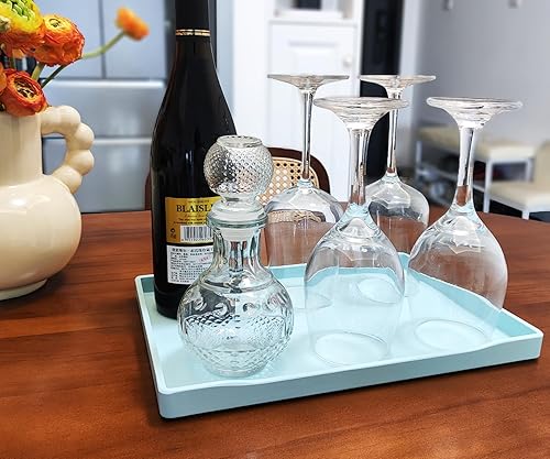 Miniatura 10 de Pequeña bandeja azul para servir (8.5 x 6.3 pulgadas) para accesorios de servir, spa, café, bebidas, vino, té, bar, fiesta, condimento, perfume o