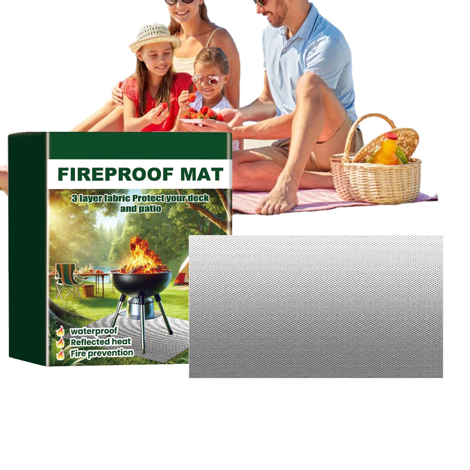 Tapis de feu de camp ignifuge et pliable pour le barbecue