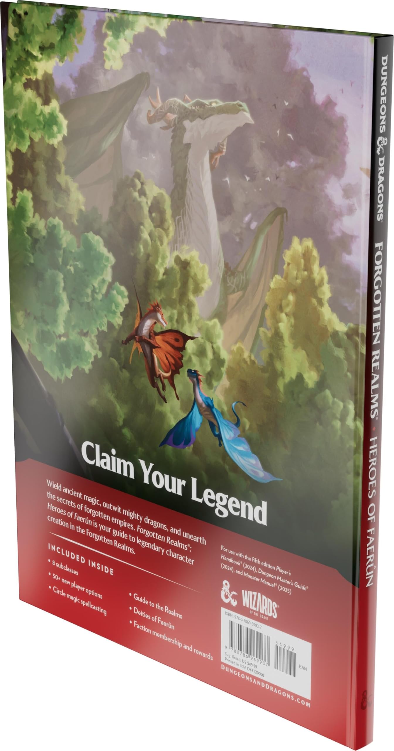 Wizards of The Coast | D&D Dungeons & Dragons Forgotten Realms Heroes of Faerun Player Expansion Tapa dura