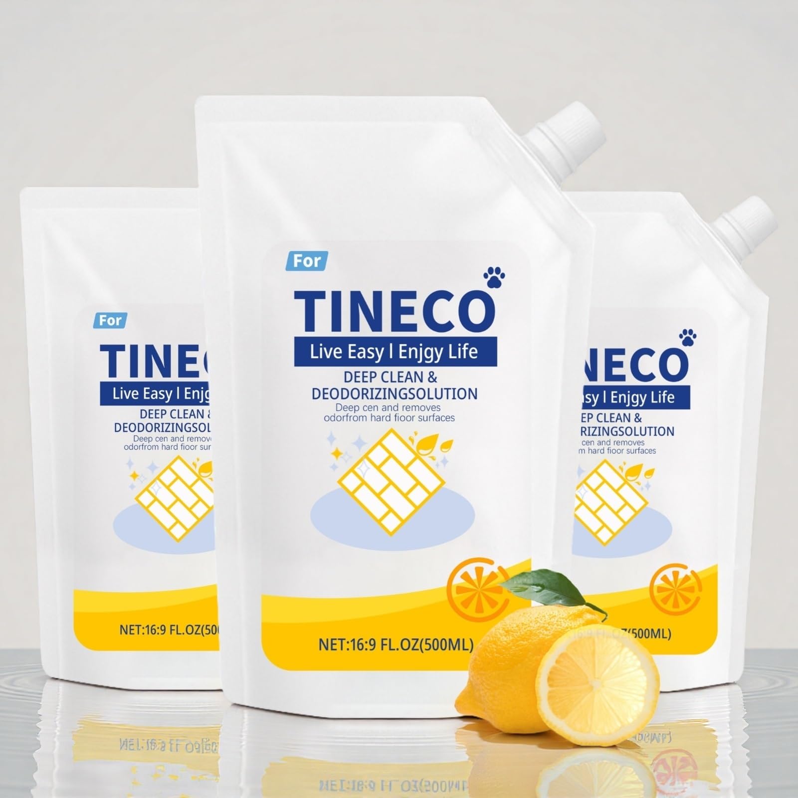 Detergente per pavimenti, 500 ml, confezione da 3 flaconi, compatibile con Tineco iFloor 2/3 Breeze, FLOOR ONE S3/S5/S5 Pro 2/S6/S7 Pro – Detergente deodorante al profumo di limone