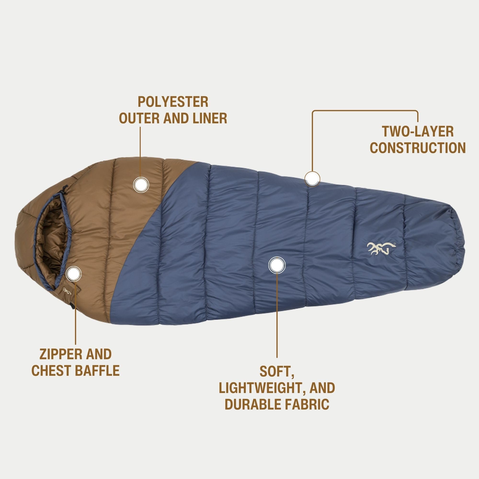 Browning Entdecken Sie -20° Schlafsack – Mumienschlafsack für extrem kaltes Wetter mit TechLoft-Silberisolierung, Zugkragen und strapazierfähiger Schale für Wintercamping, Rucksackreisen und
