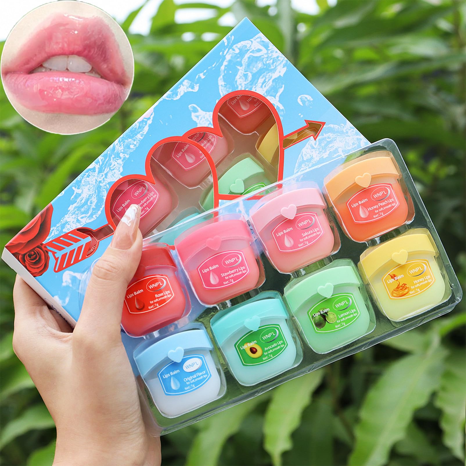 Moisturizing lip balm set, 8 lip balm sets, li-p bal-m se-t, For day and night lip care, Repair dry and peeling lips-Reduce lip lines and wrinkles