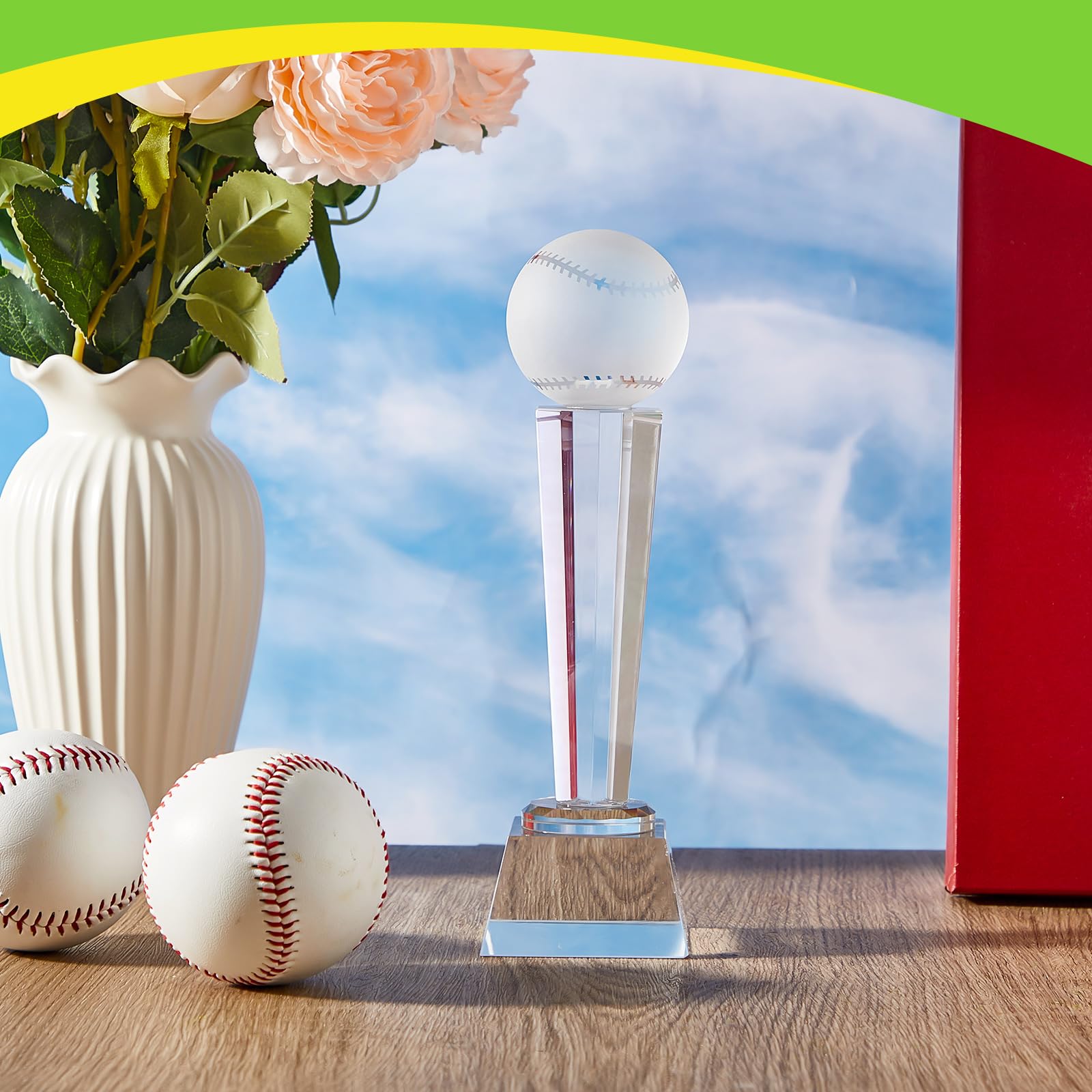 Meooeck 2 trofeos de cristal de 9 x 2.8 pulgadas con caja de regalo, trofeo grande, pisapapeles de vidrio, mesa de torneo, decoración de escritorio