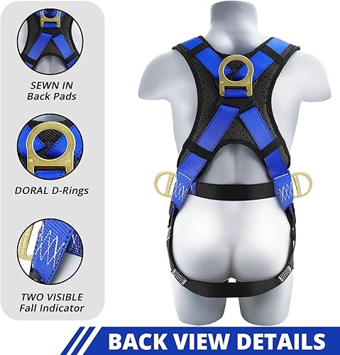 Miniatura 3 de TRSMIMA Arnés de seguridad para protección contra caídas, cinturón de trabajo para techos de escalada con respaldo acolchado en el hombro con ojales