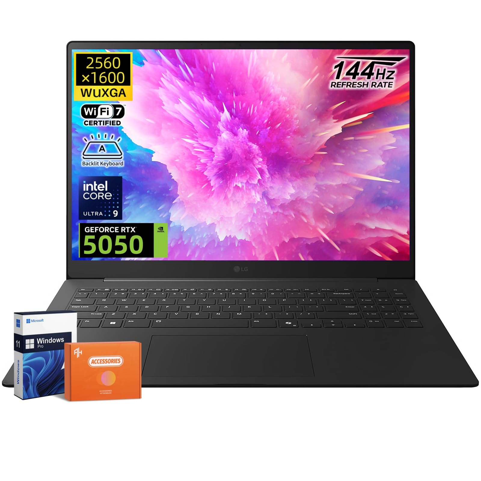 Gram Pro 17" Laptop, Intel Ultra 9 285H (Max 5.4GHz), NVIDIA RTX 5050 8GB GDDR7, 17 inch 2.5K 144Hz Anti-Glare, WiFi 7, Backlit Keyboard, 32 GB LPDDR5X, 4 TB SSD, Win 11 Pro