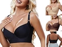 Shapedly Super Push Up Bra Smoothing Back Fat Bras with Support Plus Size Seamless Deep Cup No Wire Bra(34A-50E)
