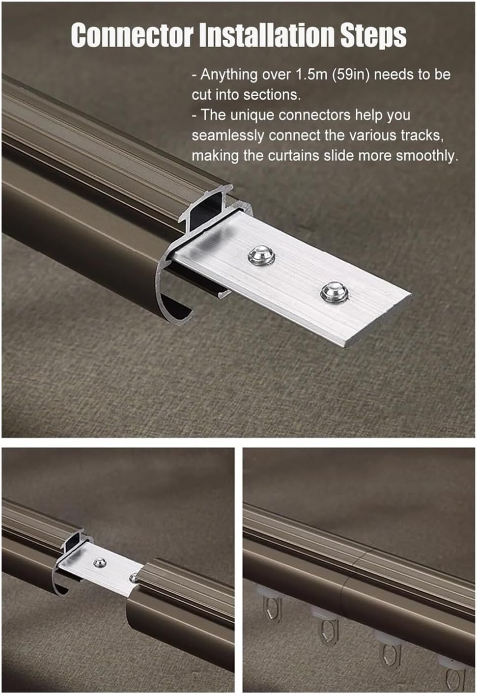 Curtain Rail Double Curtain Track Wall Mounted, Decorative Bay Window Curtain Pole With Complete Kits, Home Balcony Living Room Drapes Rod Double Rails(2.1m(6.9ft))