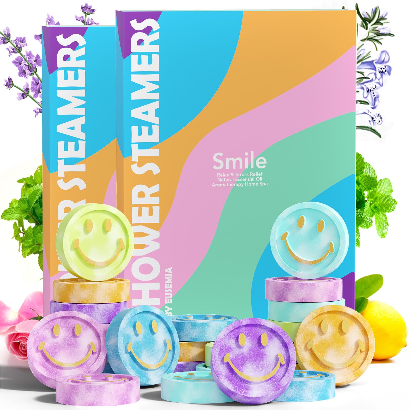 Shower Bombs Steamers Gifts for Women-EUSEMIA 24 Pcs Scented Aromatherapy Shower Bath Bombs Steamer with Essential Oils for Body Restore and Stress Relief (24 Pack Mix)