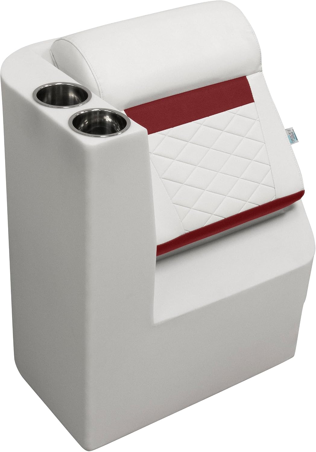 Wise DLX1305L-1906 DLX Series Pontoon Left Radius Lean Back Recliner - White/Crimson Red