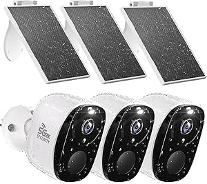 Rraycom 3pc Solar Security Cameras Wireless Outdoor, 2K Battery Powered Cameras for Home Security, 2.4/5G WiFi Camera with Solar Panel, Color Night Vision, AI Detection, 2 Way Talk, IP65, SD/Cloud asin的图片