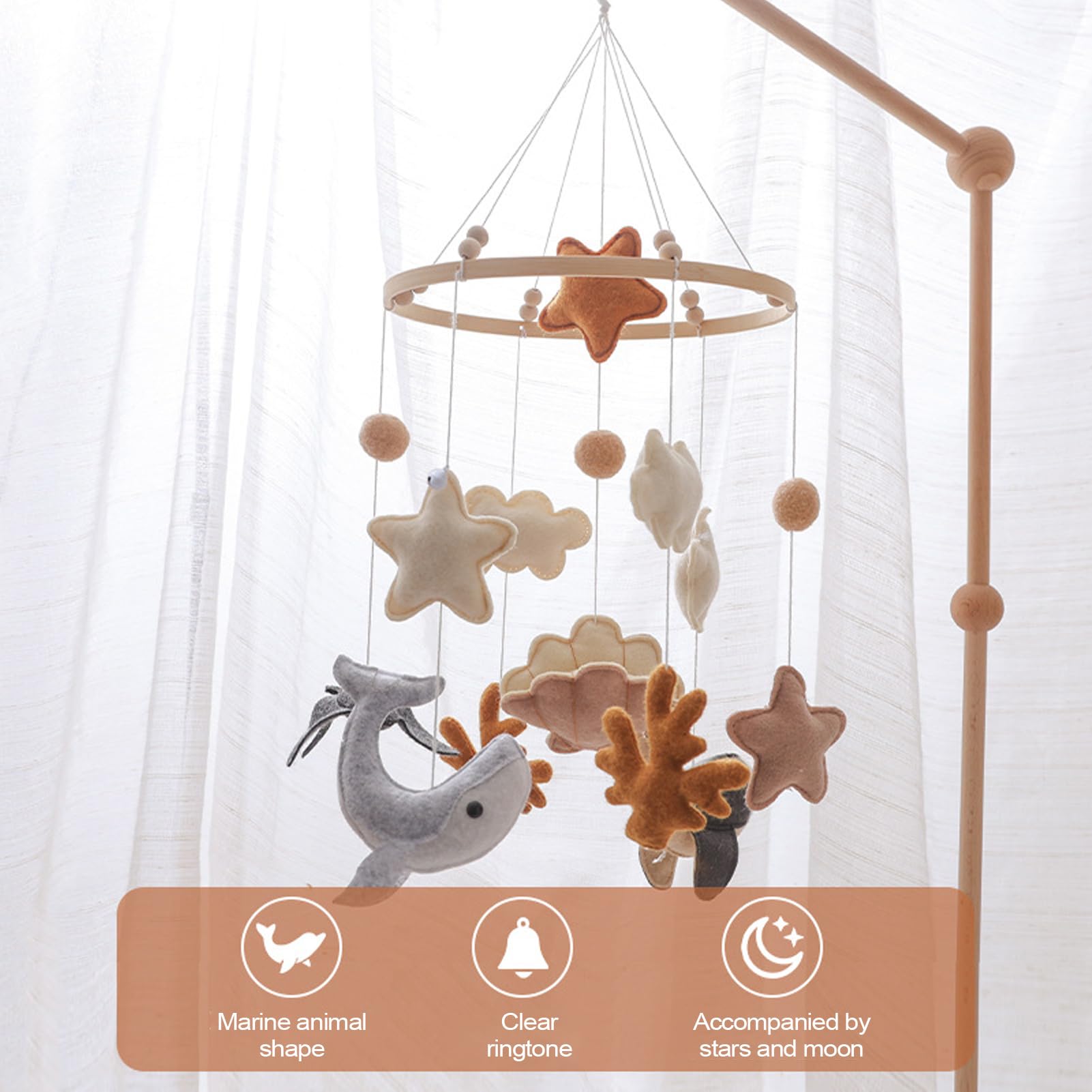 Mobile - Chime Crib Decor Giocattoli calmanti | Giocattoli appesi di animali oceanici - Decorazione culla fatta a mano per ragazzi ragazze camera da camera dei bambini