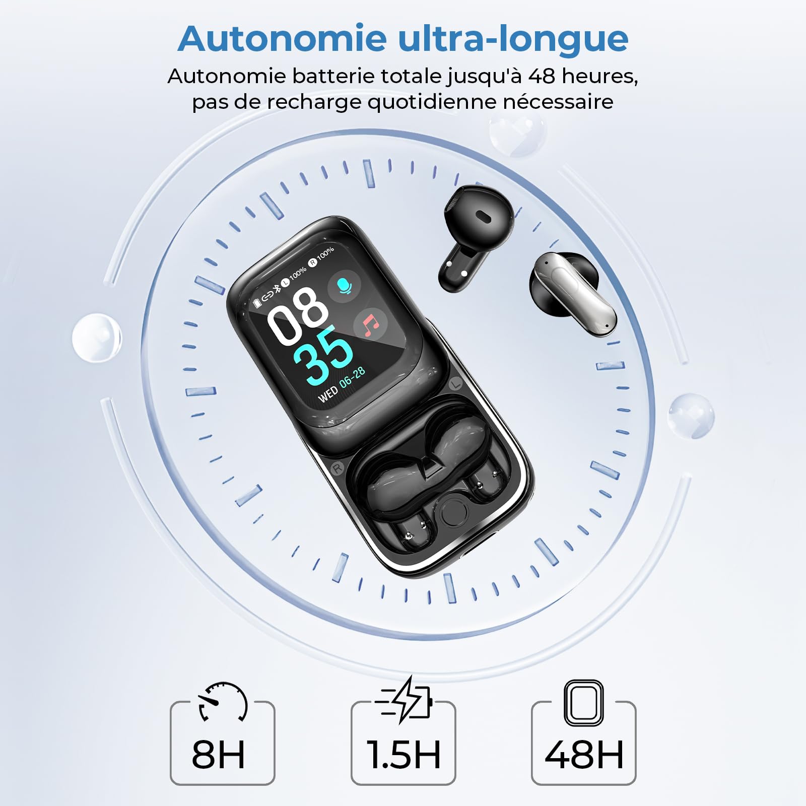 Écouteur Traducteur Instantané 165 Langues 11 Modes Bluetooth 6.0 48H Autonomie Écran Tactile LED