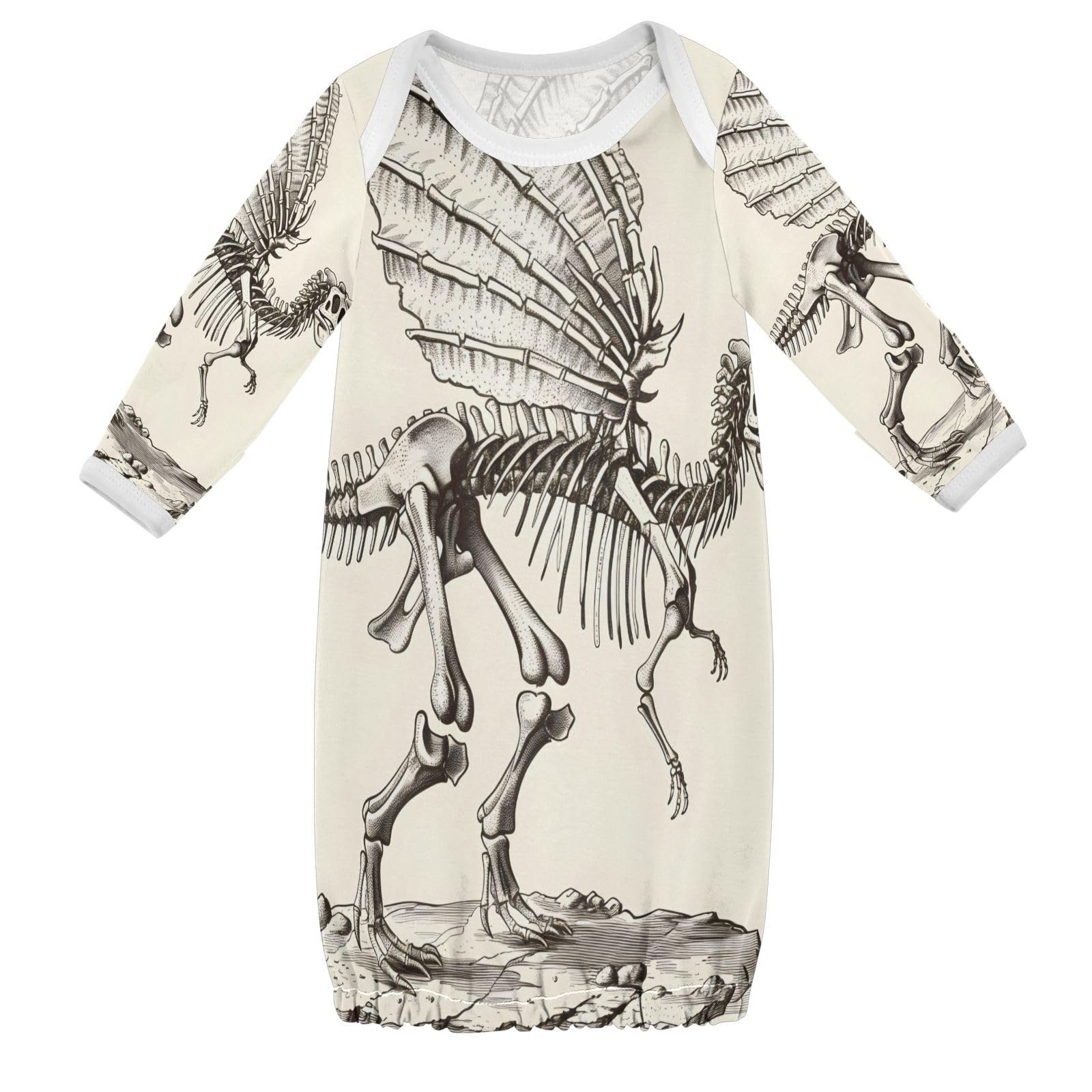 senya Nightdress Sleeper Gown Long Sleeve Nightgown Pajamas Spinosaurus Skeleton Fossil for 3-12 Months Multi