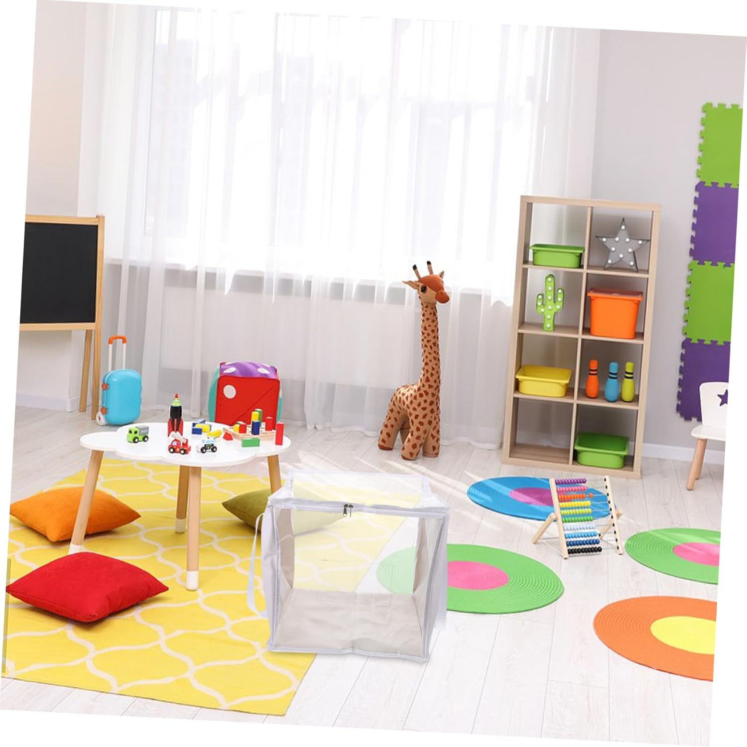 SUPVOX 2Pcs Large PVC Storage Bags with Zipper for Extra Large Organizing for Playroom Bedroom and Living Room Durable Easy to Clean