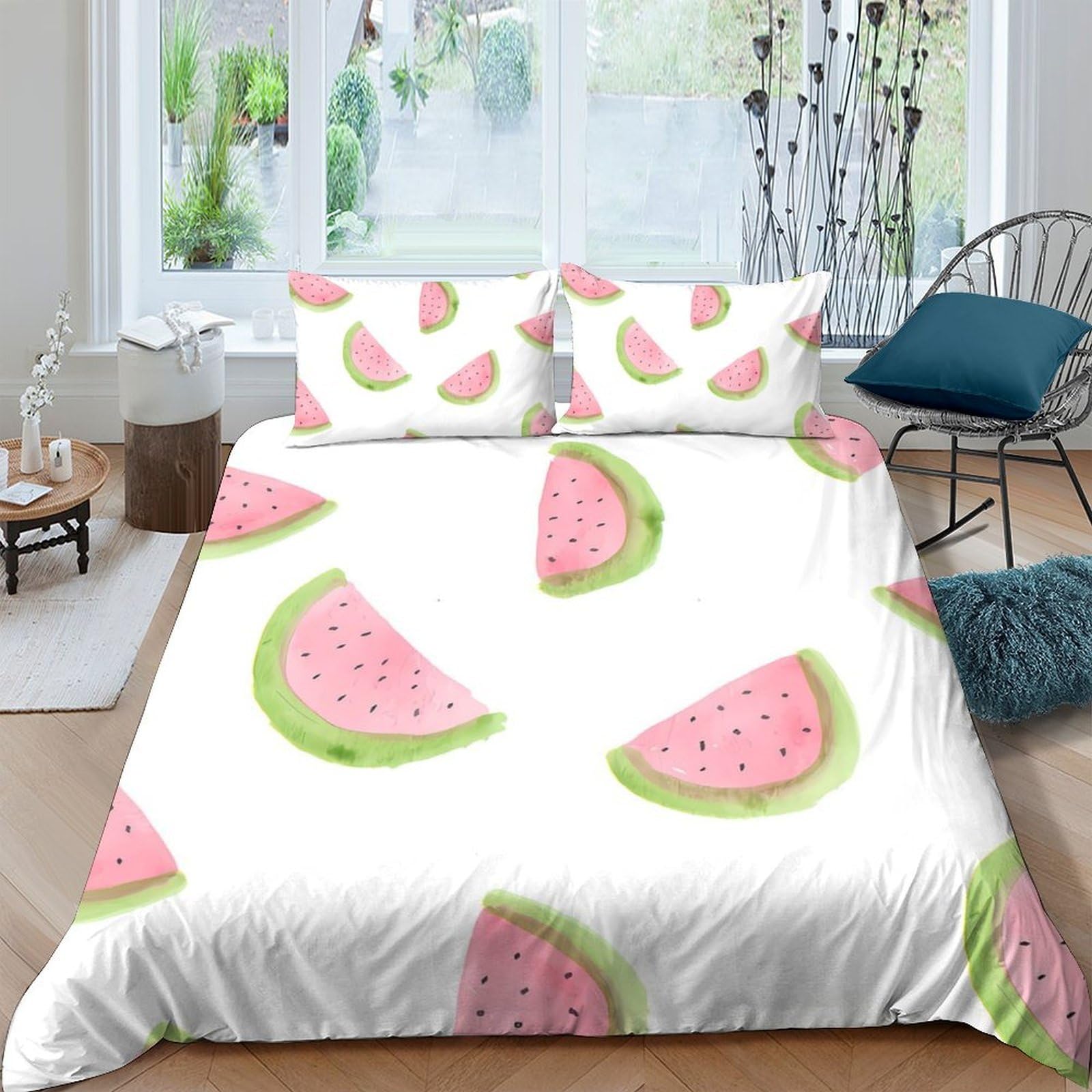 Ctjqhvkz Style-6 3D Printed Watermelon Slice Fitted Sheet Microfiber Soft Breathable Fruit Bed Cover For Bedroom Dorm Mattress Decoration Single（135X200cm）
