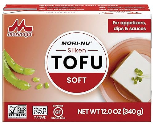 Mori-Nu Silken Tofu suave Suave aterciopelado y cremoso Bajo en grasa, sin gluten, sin lácteos, vegano, fabricado con soja sin OMG, KSA Kosher