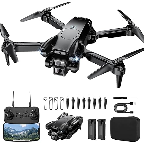 Drone with Camera 1080P HD, Mini Drone for Beginners Kids Adults, Foldable RC Quadcopter with Stable Hover, Trajectory Flight, One Key Take Off/Land, 2 Batteries, Toys for Boys and Girls (Black)