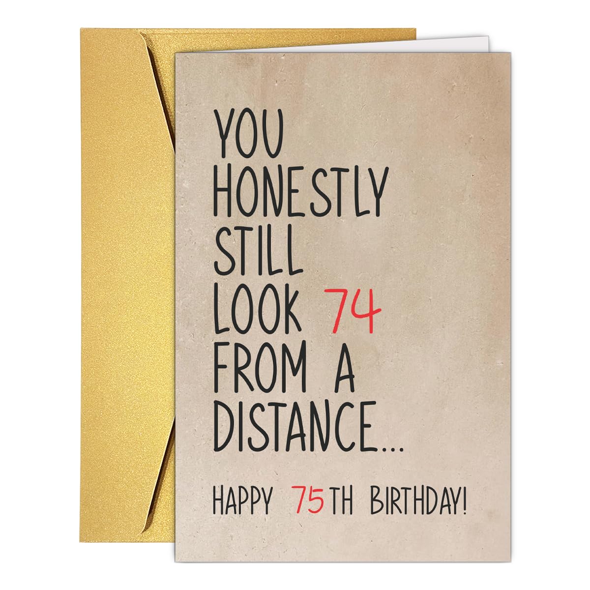 Photo 1 of ***DAMAGED CORNER**** Qamza Funny 75 Year Old Birthday Card, Humorous 75th Birthday Card for Dad Mom Husband Wife Grandpa Grandma Friend, Ideal Born In 1951 Bday Card for Him Her