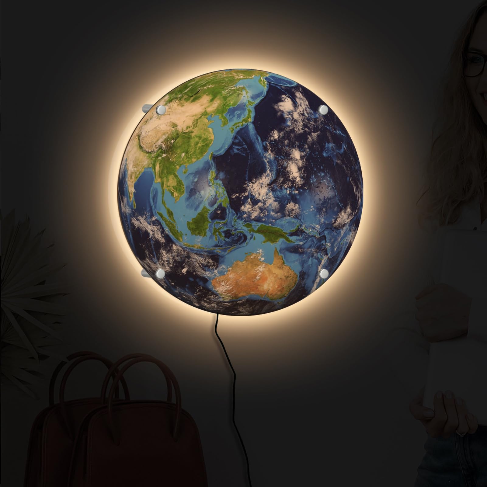 Altsuceser 3D Aarde Bal Lamp, Aarde Wandlamp Afstandsbediening 3D LED Nachtlampje Kleur Veranderende Licht Dimbare Afstandsbediening Bureaulamp Aarde Model Lamp Kerst Verjaardagscadeaus voor Kinderen
